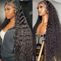 Lemoda 12A 13x6 SKINLIKE Real HD Lace Wigs Water Wave 13x6 Full Lace Frontal Wigs Deep Wave Virgin Human Hair Invisible 0.1mm Ultra-thin Frayed Ends Wet and Wavy Lace Front Wig